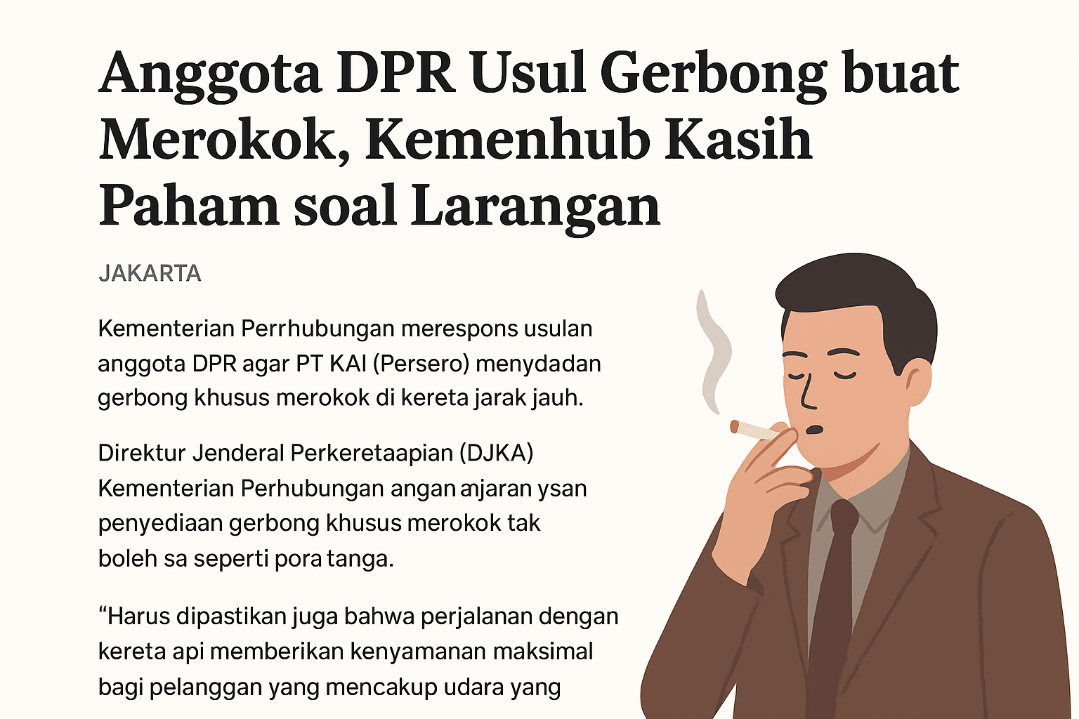 🚆 Polemik Usulan Gerbong Khusus Merokok di Kereta Jarak Jauh, Begini Penjelasan Kemenhub